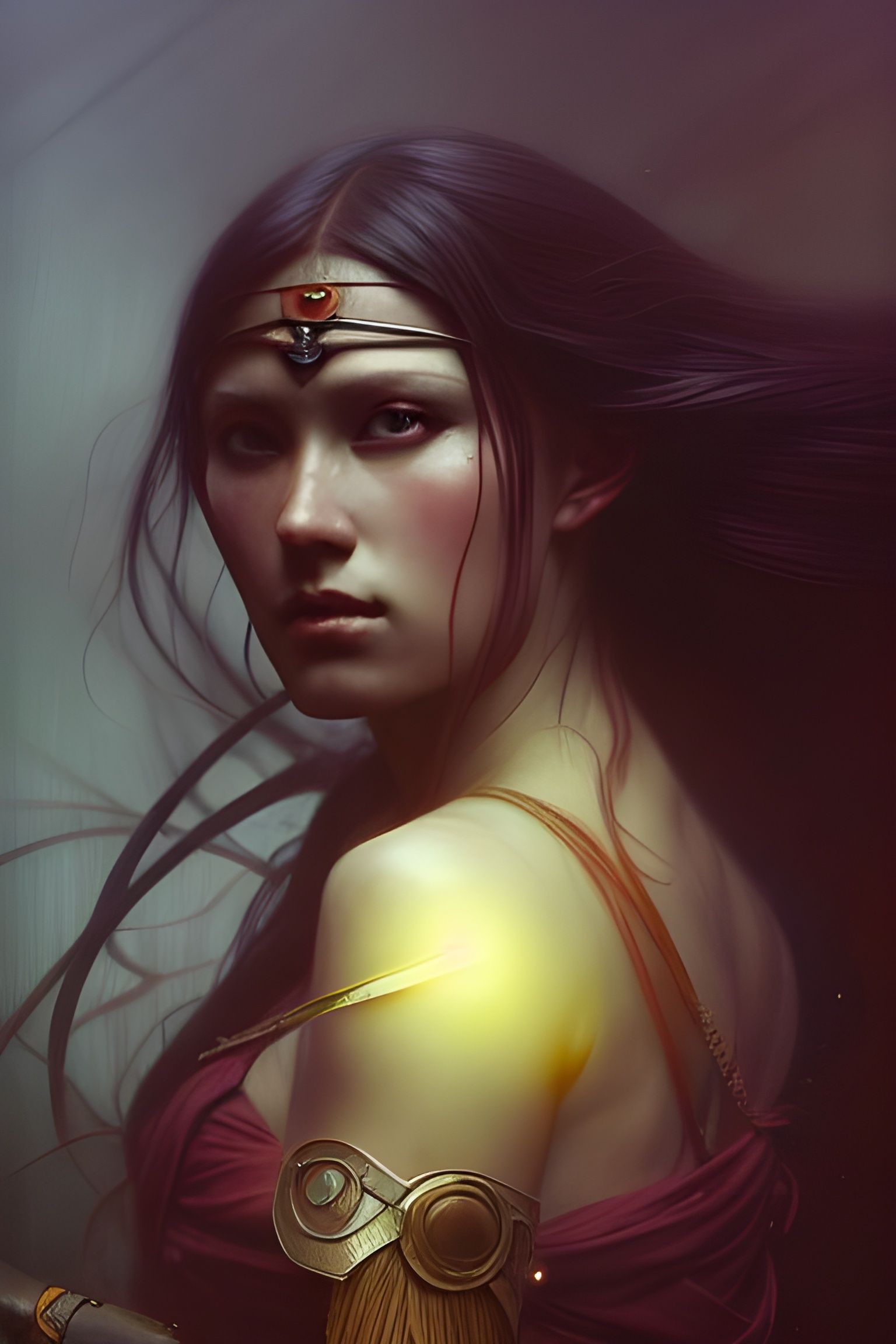 Tragic Warrior Princess Portrait in Digital Illustration