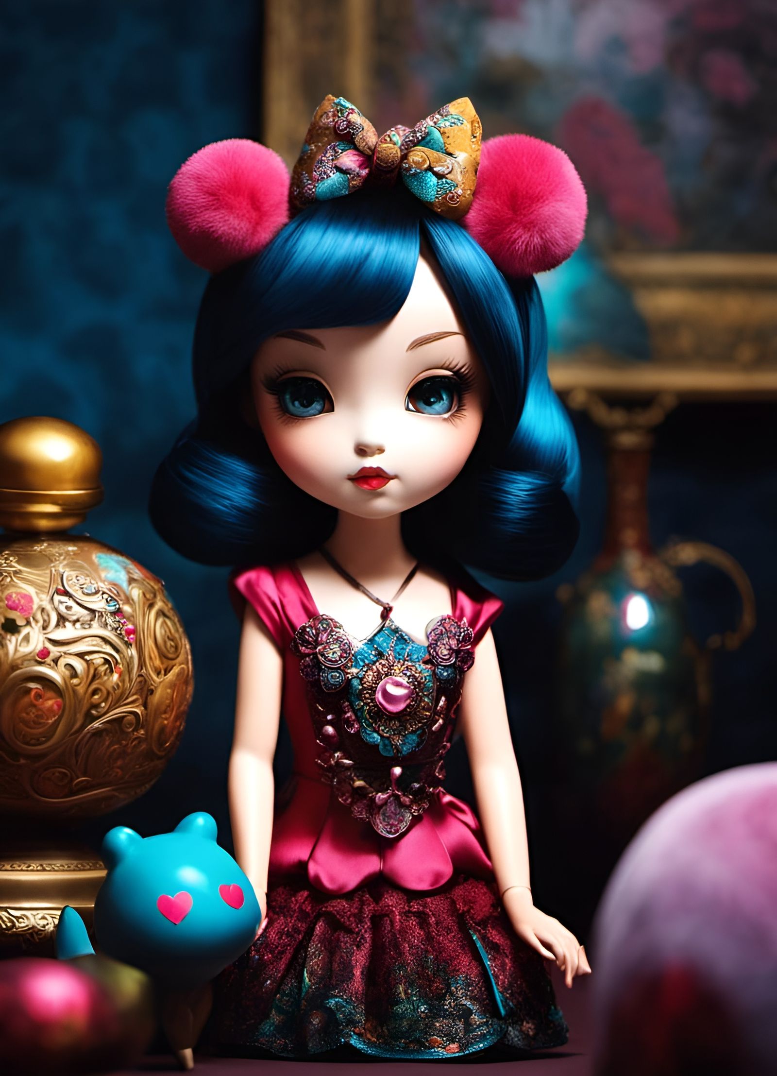 Kawaii Plush Toy with Detailed Matte Background