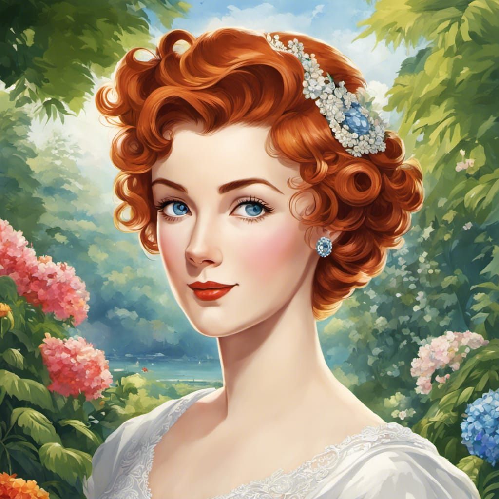 Anime Woman in White Dress Portrait