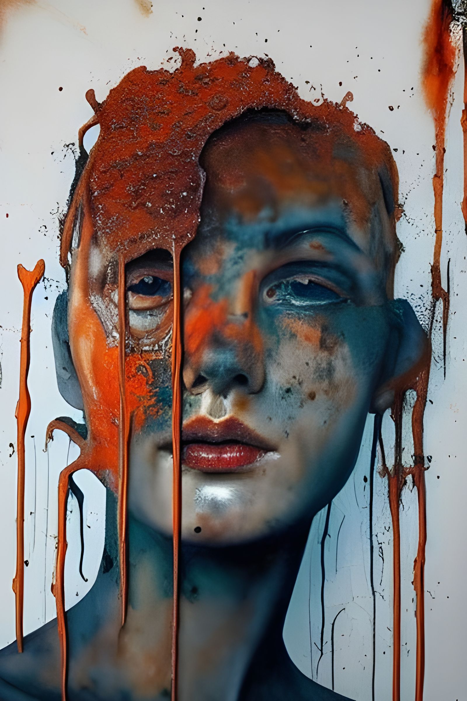 Melting Fire Portrait with Chrome and Lava