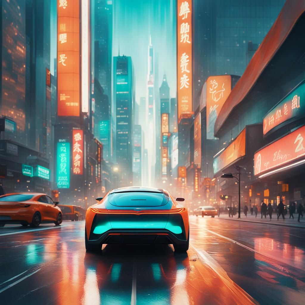 Futuristic Car in Beijing: Cinematic Concept Art