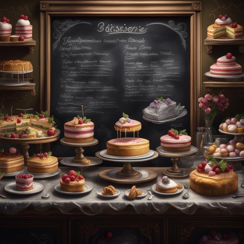 Chalkboard Patisserie Display: Detailed Matte Painting