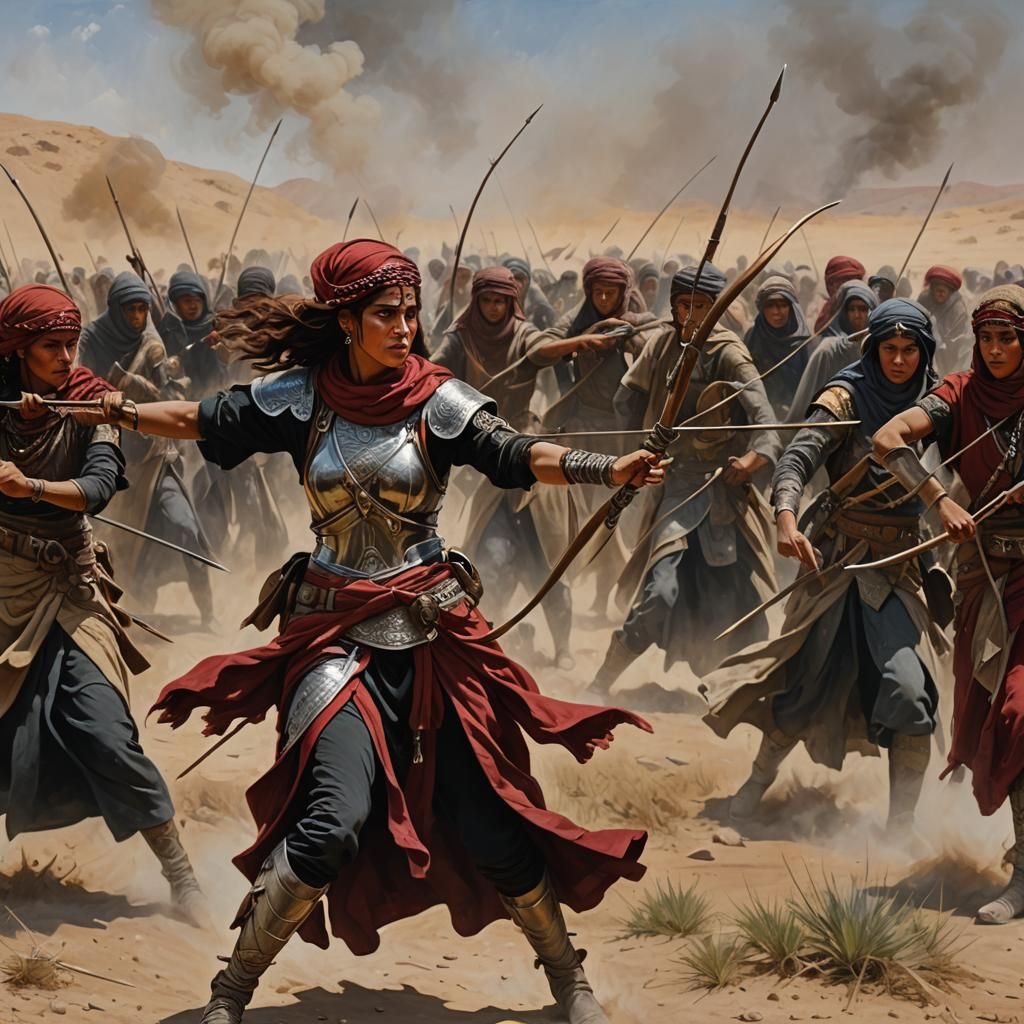 Bedouin Warrior Women in a Field of Battle