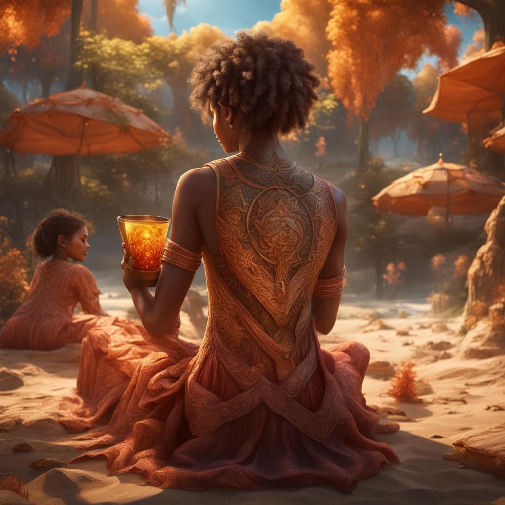 Applying Sunscreen at the Beach: Detailed Matte Painting