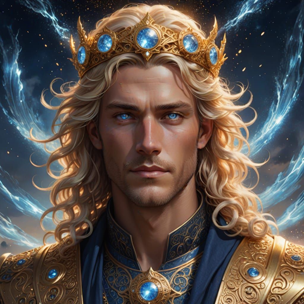 Aether, God of Brightness Portrait with Golden Light