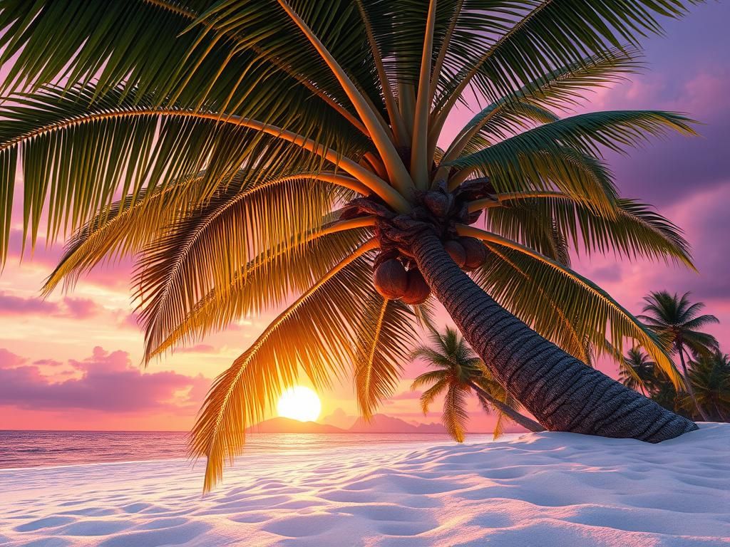 Palm Tree Sunset: Digital Painting in Artgerm Style