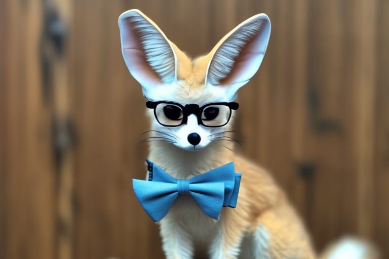 Fennec Fox with Glasses and Bow Tie