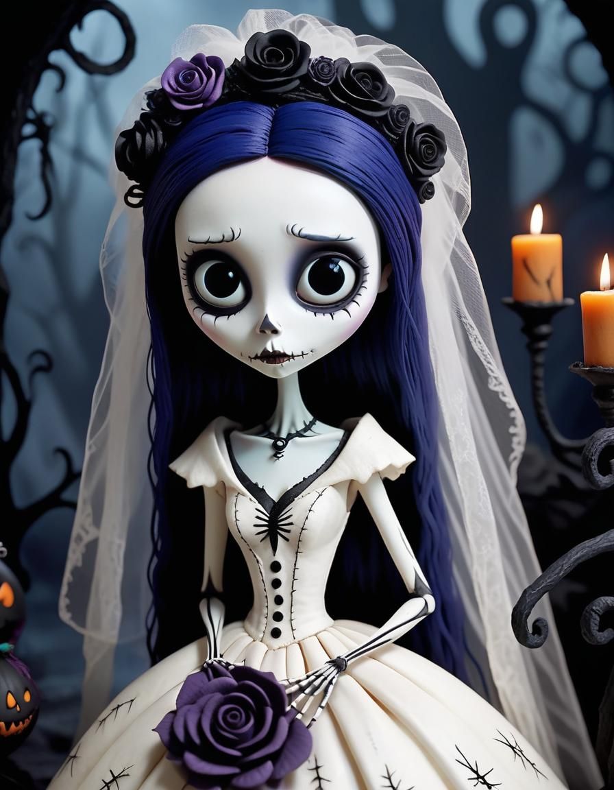 Gothic Bride in Claymation Style