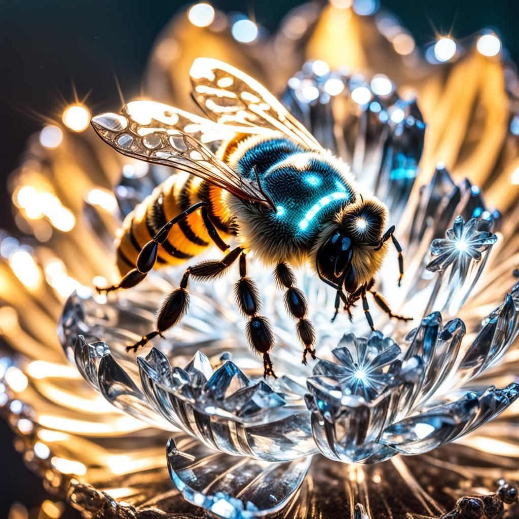 Bee on a Crystal Flower 2