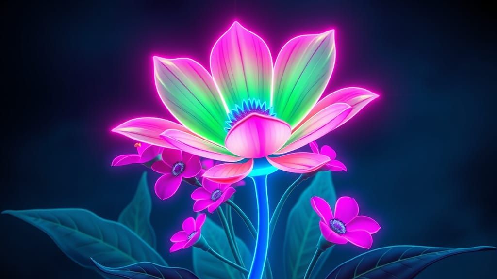 Retro Neon Flower with Electric Glow