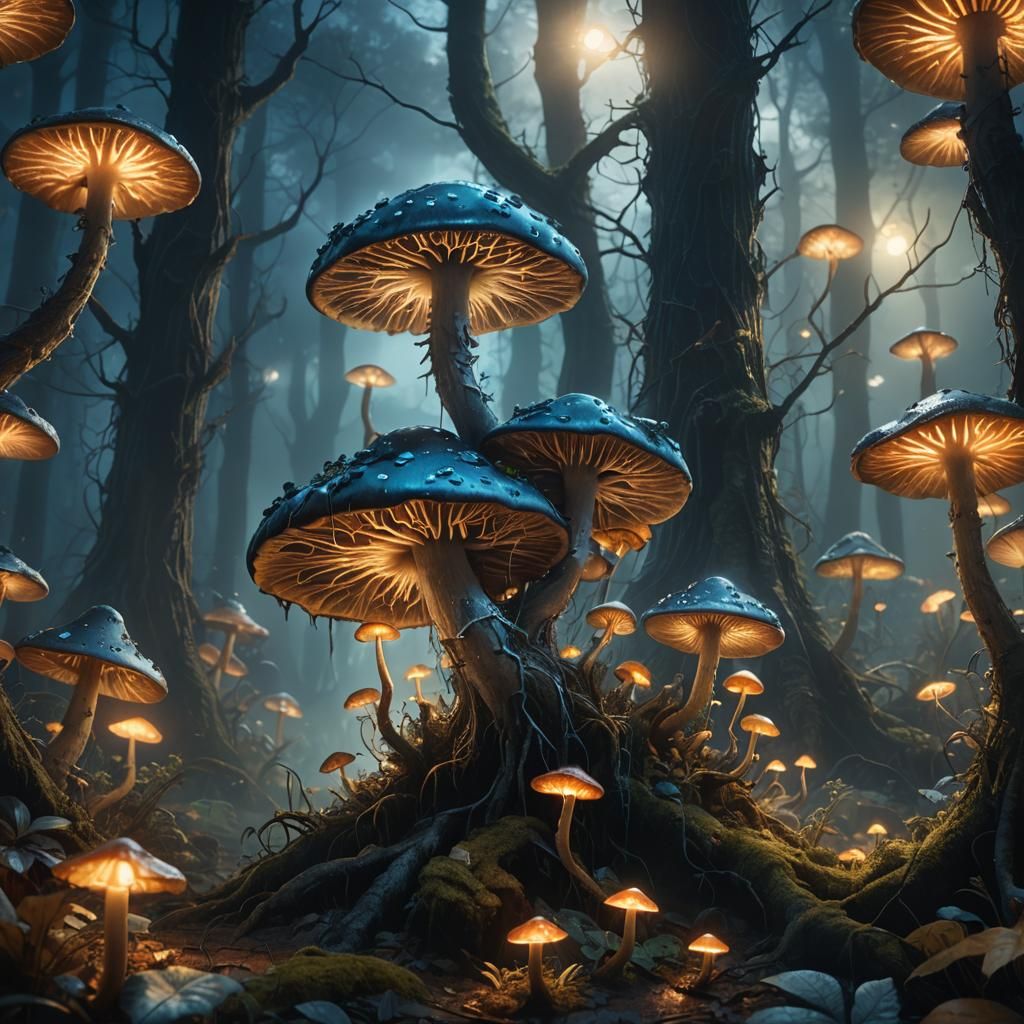 Glowing Mushroom in an Enchanted Forest