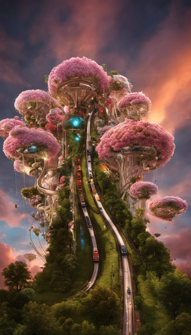Spectacular Cloud City of Interconnected Arcologies