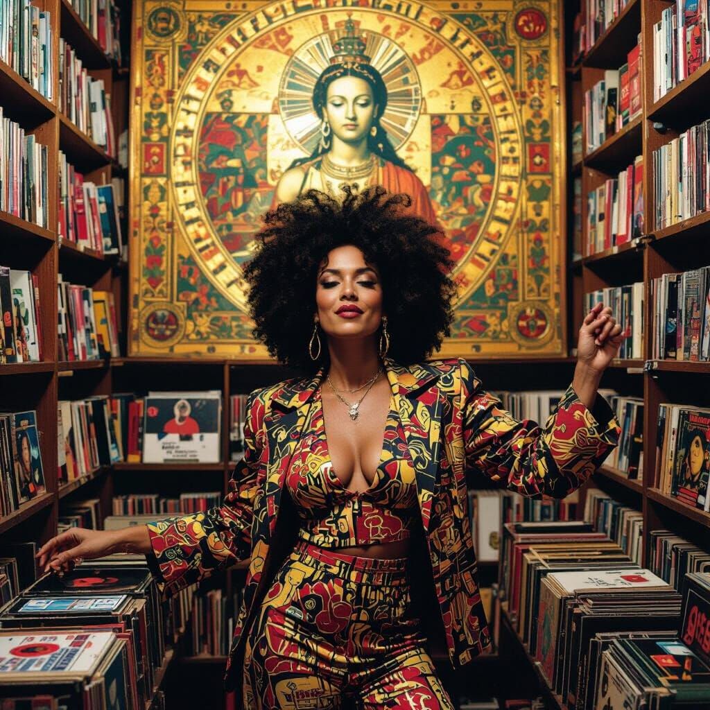 Afrofuturist Disco Queen in Klimt-esque Style