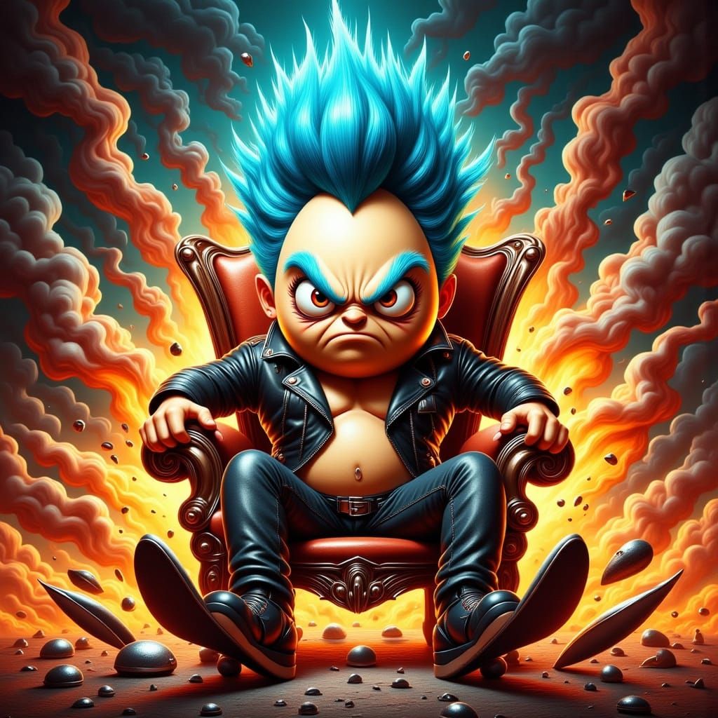 Electric Blue Egg Rocker in Retro Rockabilly Style