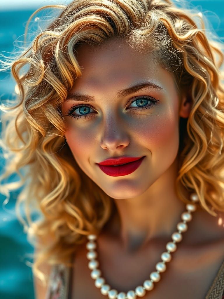 Photorealistic Portrait of a Smiling Blonde Woman