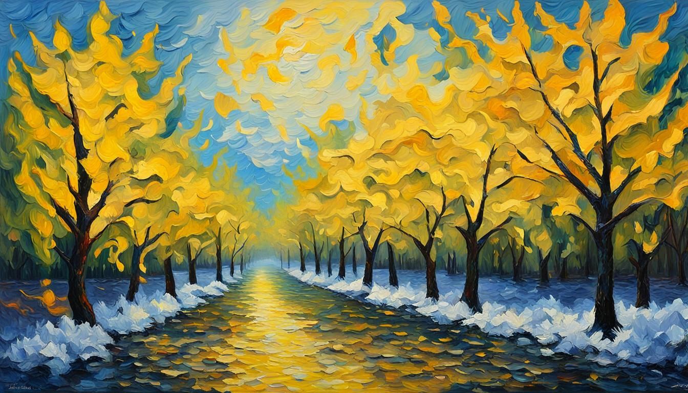 Impressionist Painting of Seasonal Change and Bad Weather