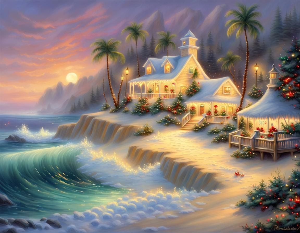 Festive Christmas Lights Adorn Island Oasis