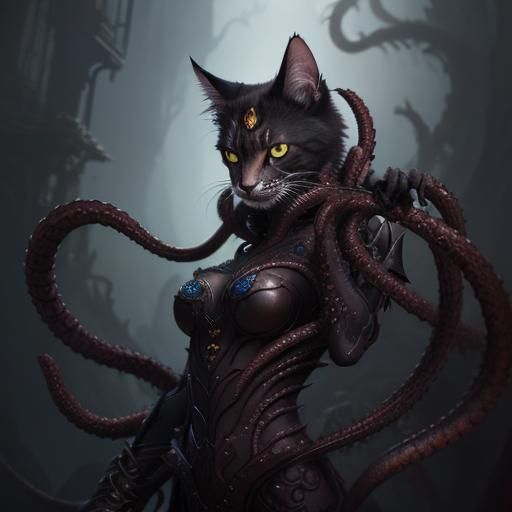 Feline Spider Hybrid in Detailed Matte Painting