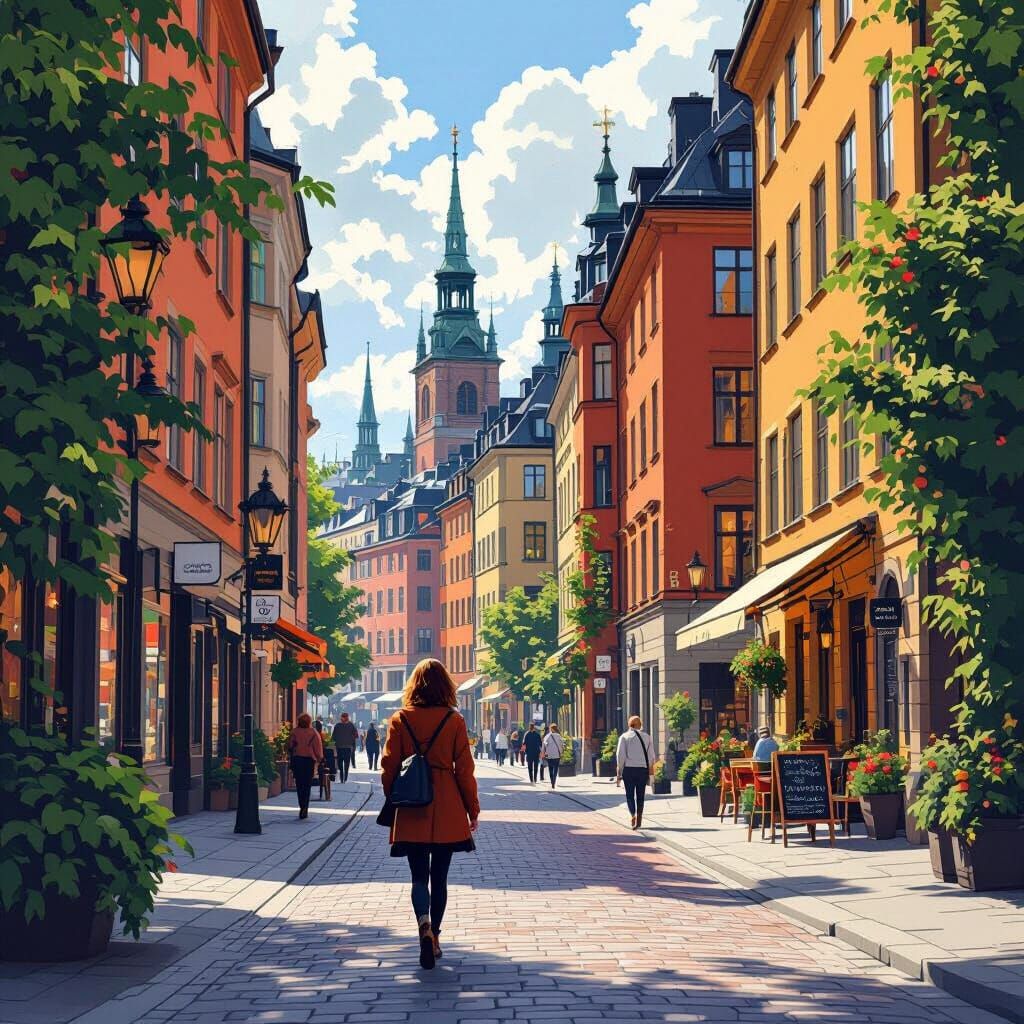 Woman Walks in Stockholm: Nordic Architecture and Greenery