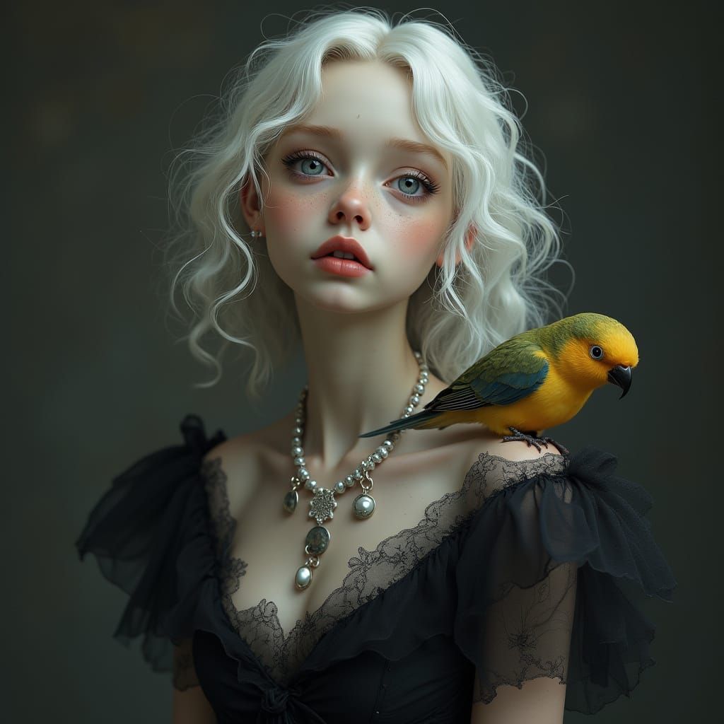 Ethereal Young Lady in Elegant Black Gown