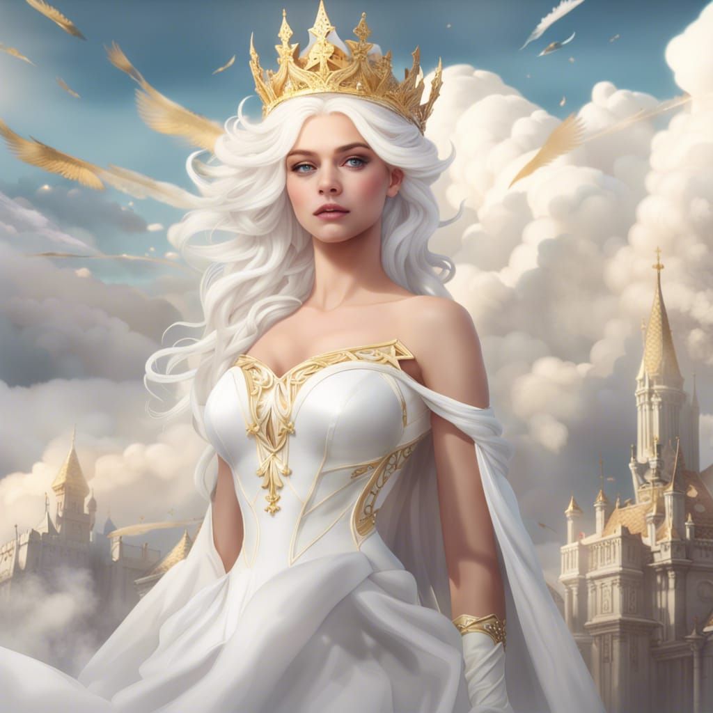 Queen of Clouds in Castle: 3D Digital Art