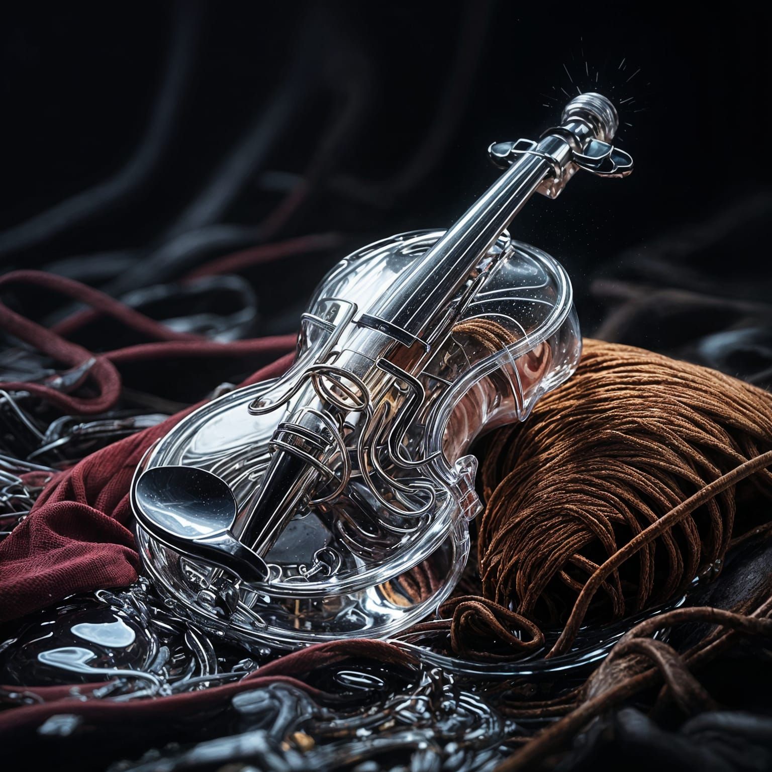 Water Violin on Velvet Cushion