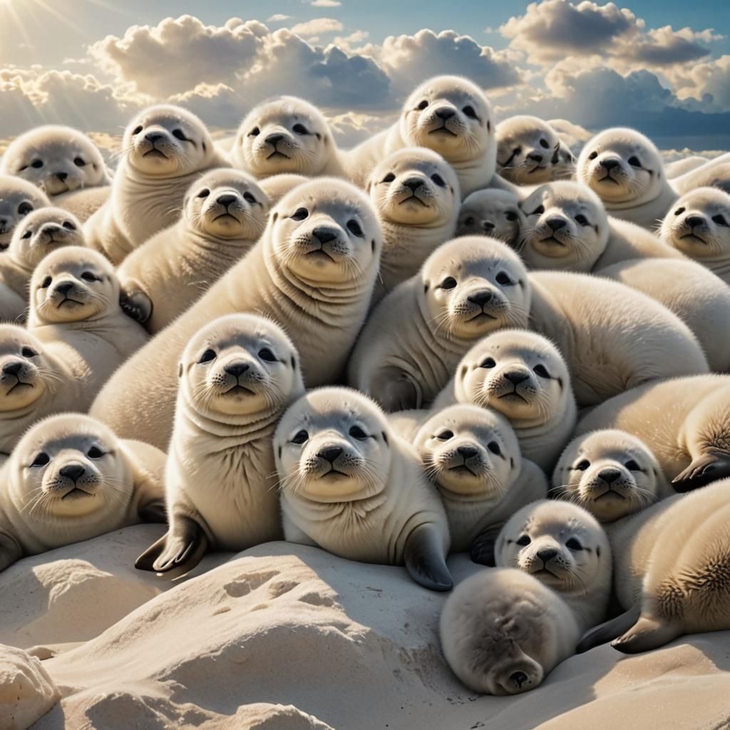 Adorable Baby Seals in Divine Sunshine