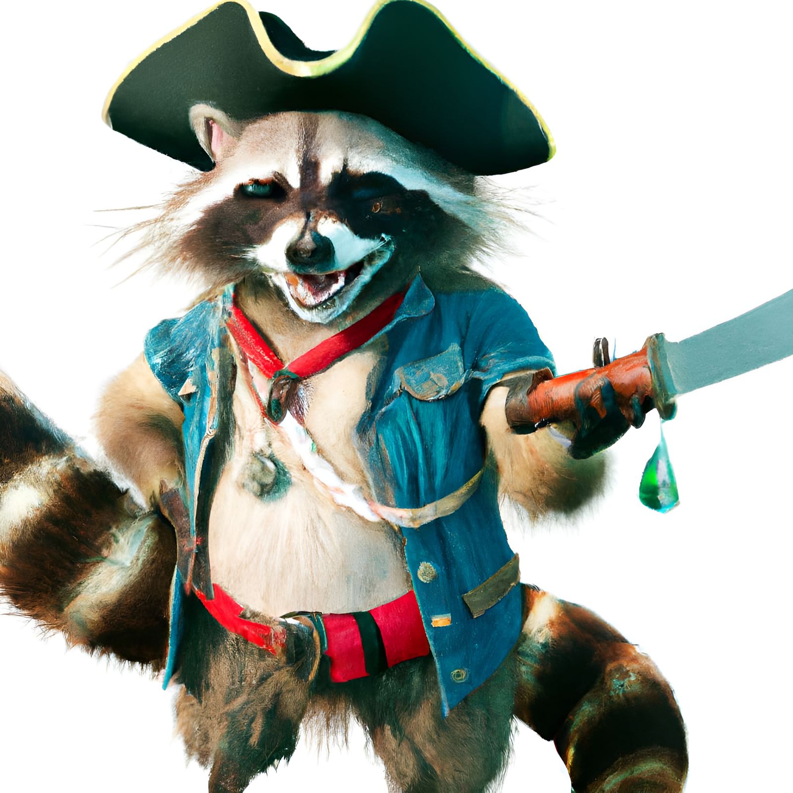 Hyperrealistic Raccoon Pirate with Saber