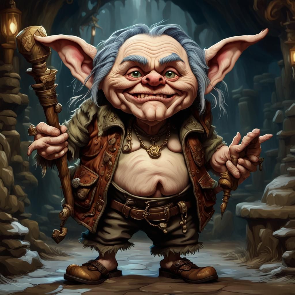 Hoggle Portrait in Dark Fantasy Caricature Style