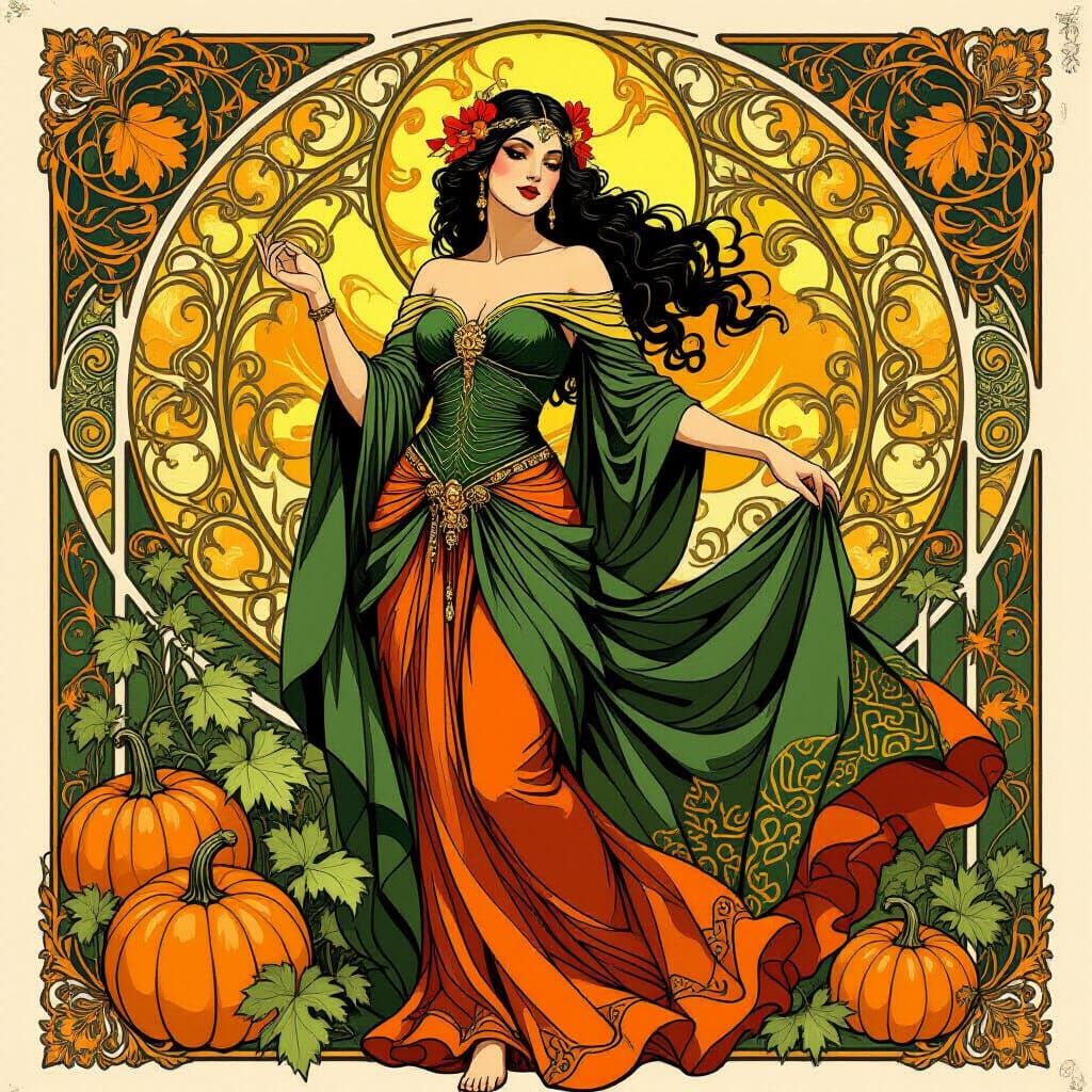 Goddess of Winter Squash in Art Nouveau Style
