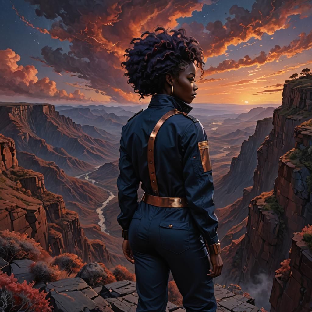 Woman on Alien Planet in Hyperrealistic Sci-Fi Scene