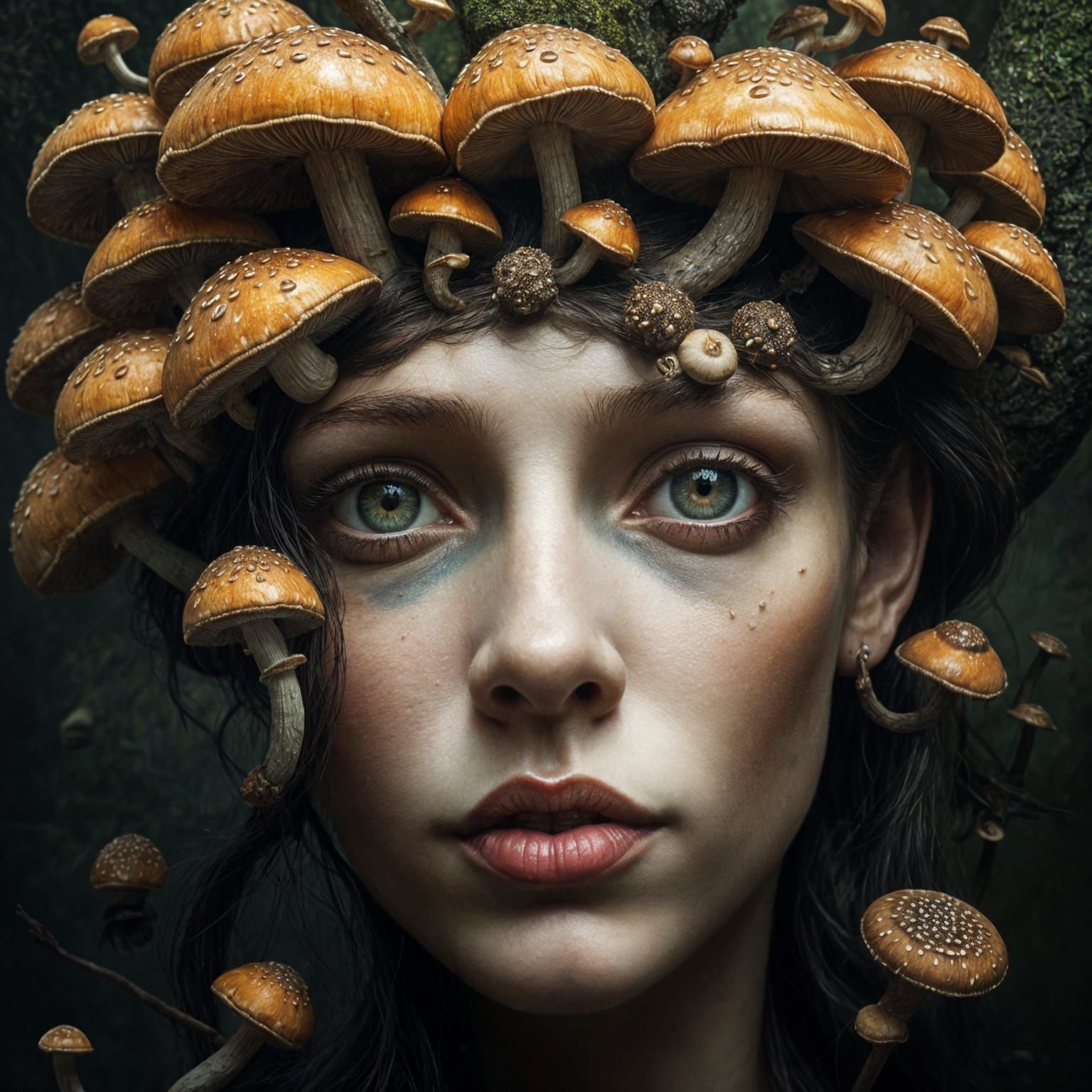 Surreal Portrait of Human-Nature Merger in Earthy, Vibrant H...