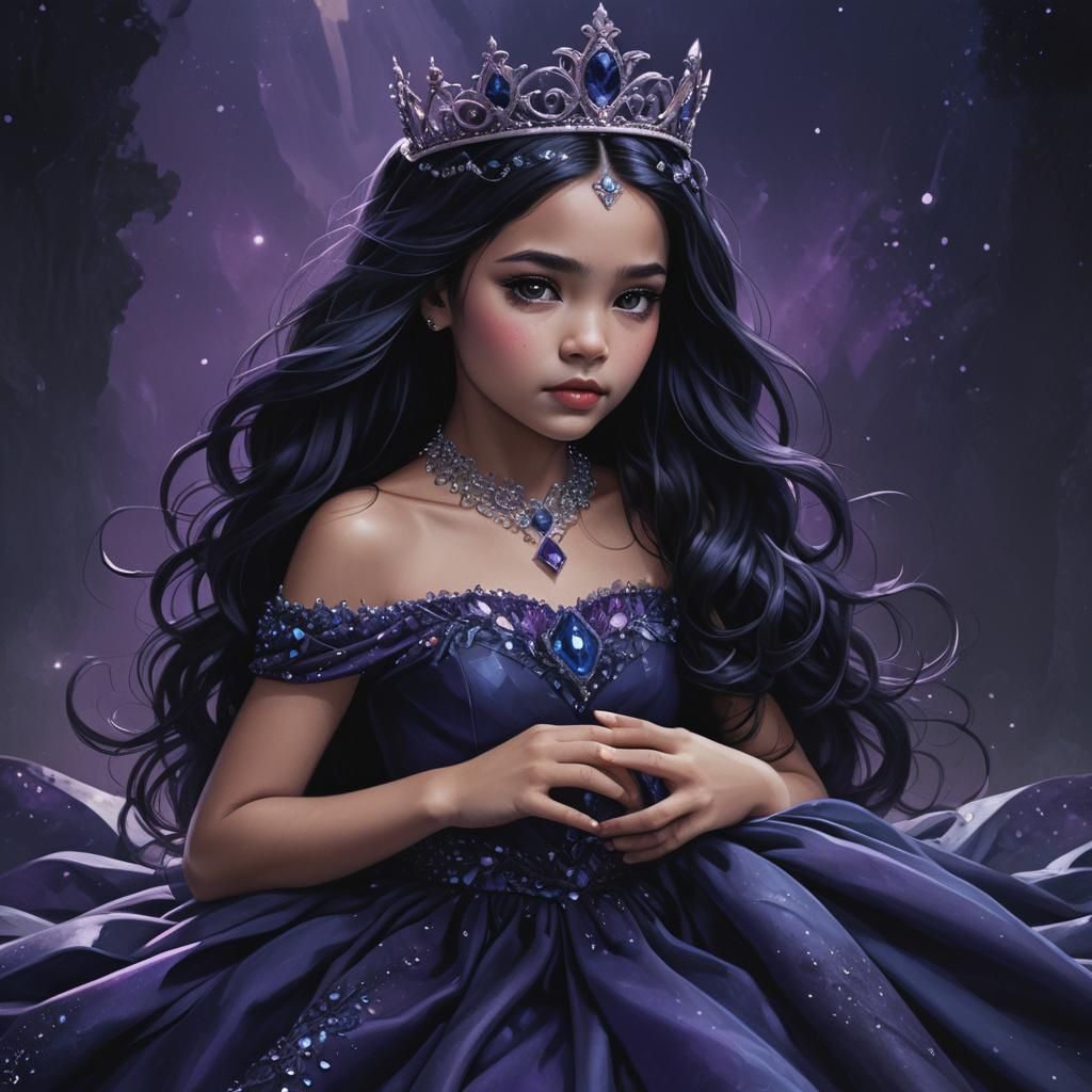 Newborn Princess in Dark Blue and Purple Hues