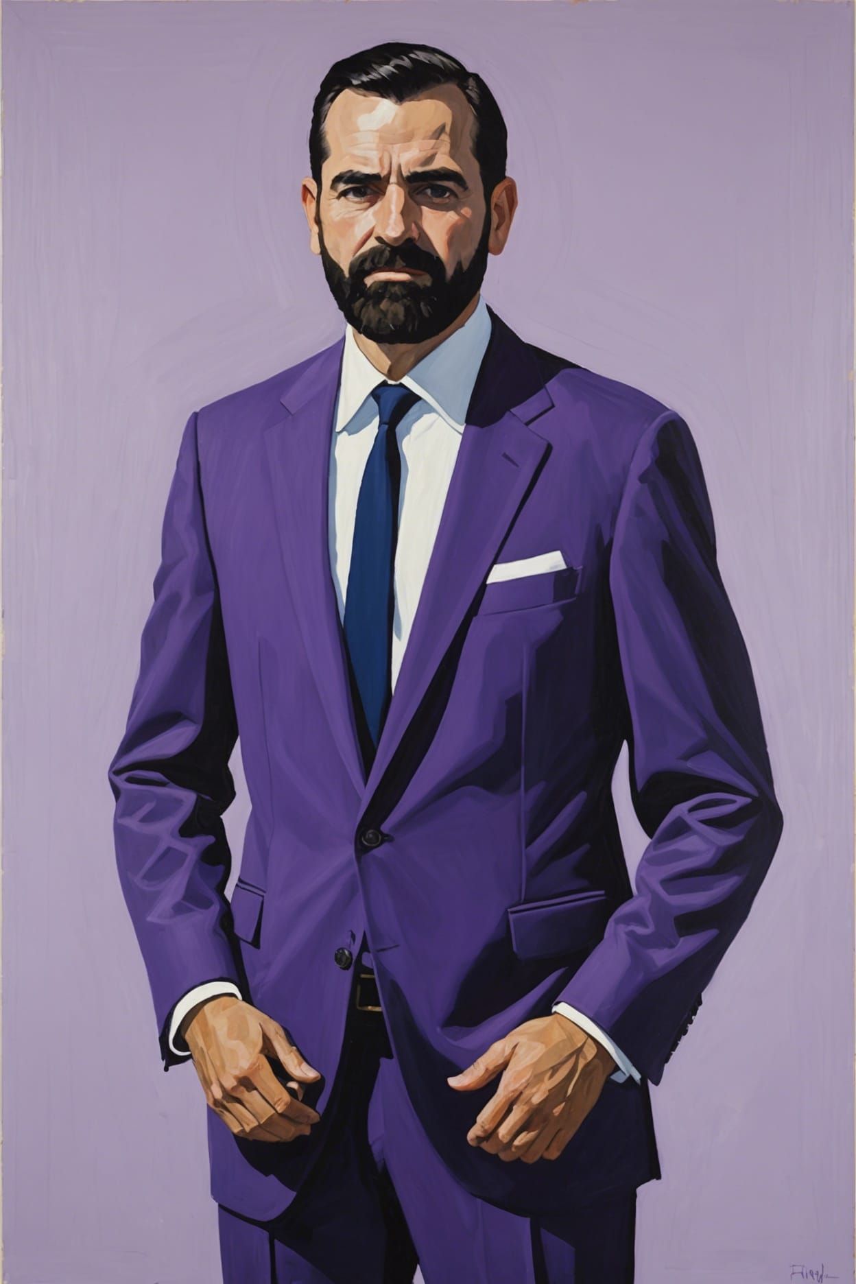 Billy Mays in Purple Suit, Expressionist Painting