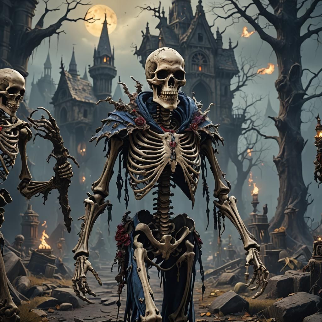 Undead Skeleton Sorcerer in Detailed Fantasy Art