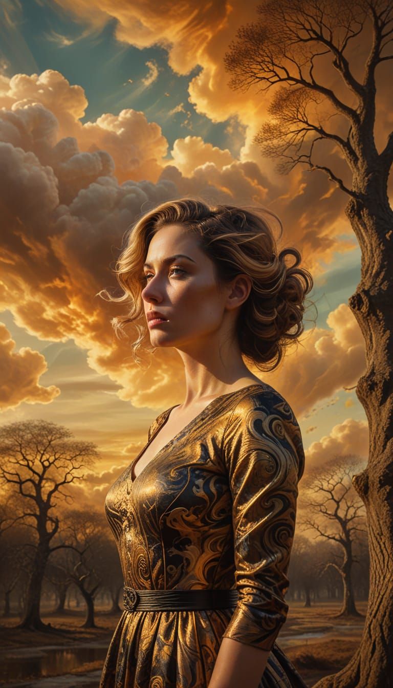 Surreal Woman in Loebnitz: Vibrant Oil Painting