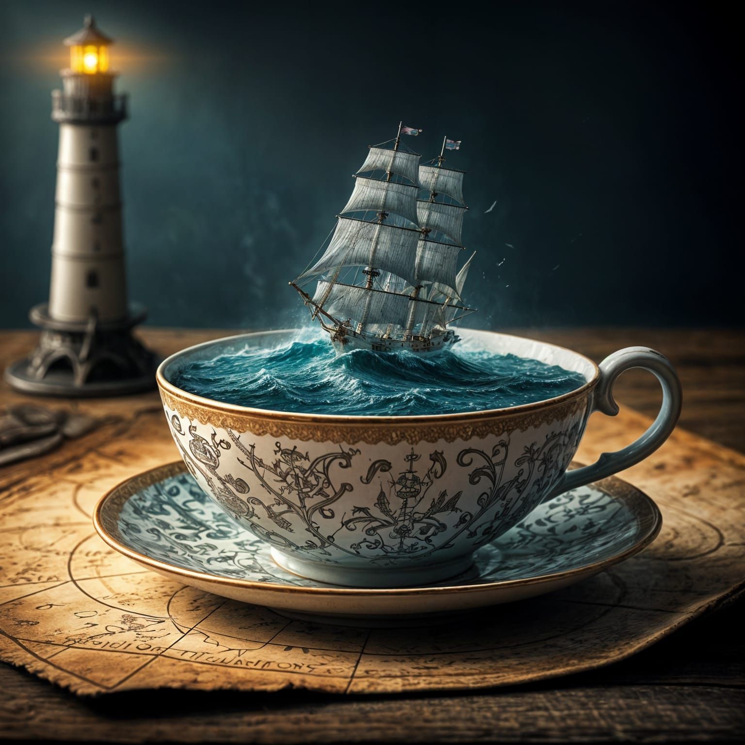 Stormy Ocean in Teacup Digital Art