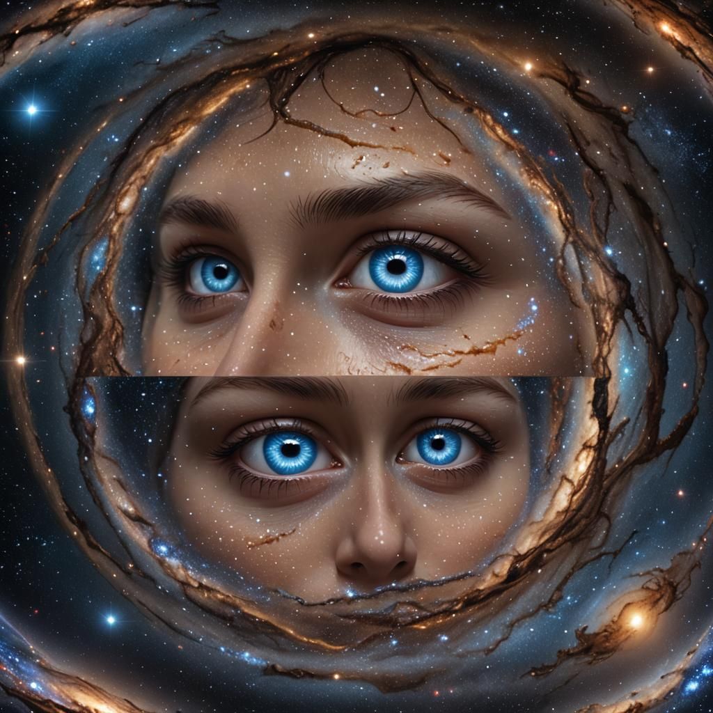 Milky Way Reflection in Eyes, Hyperdetailed 8K Resolution