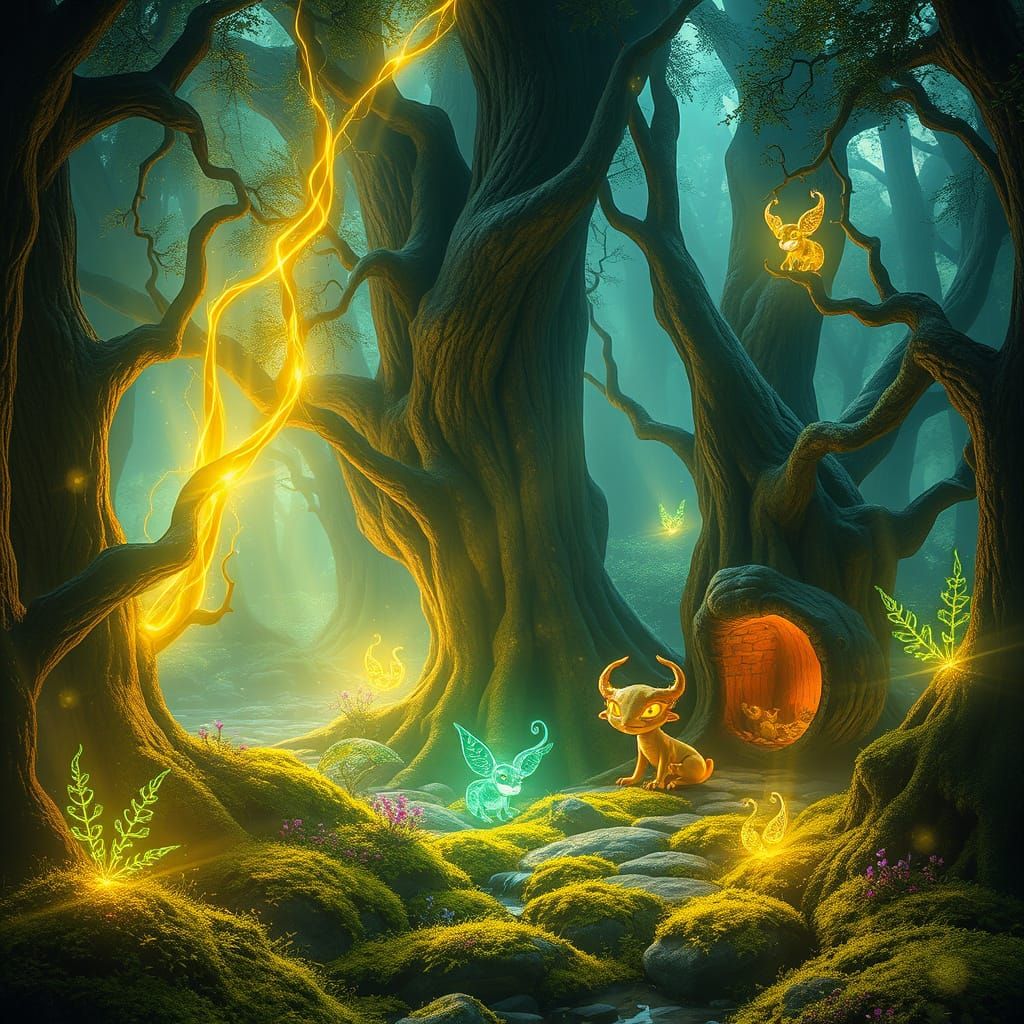 Mystical Forest Creatures of Ethereal Light