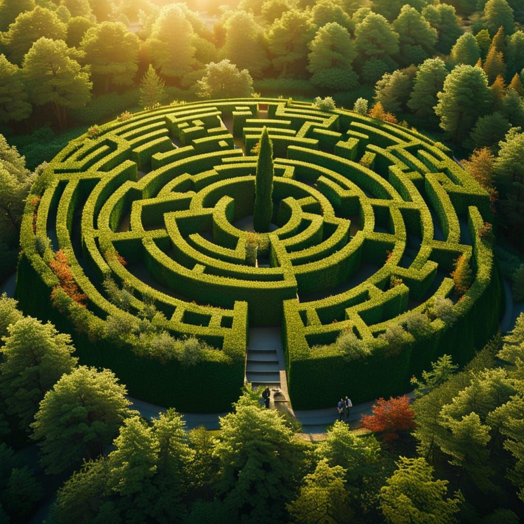 Safari Hedge Maze in Photorealistic Digital Art