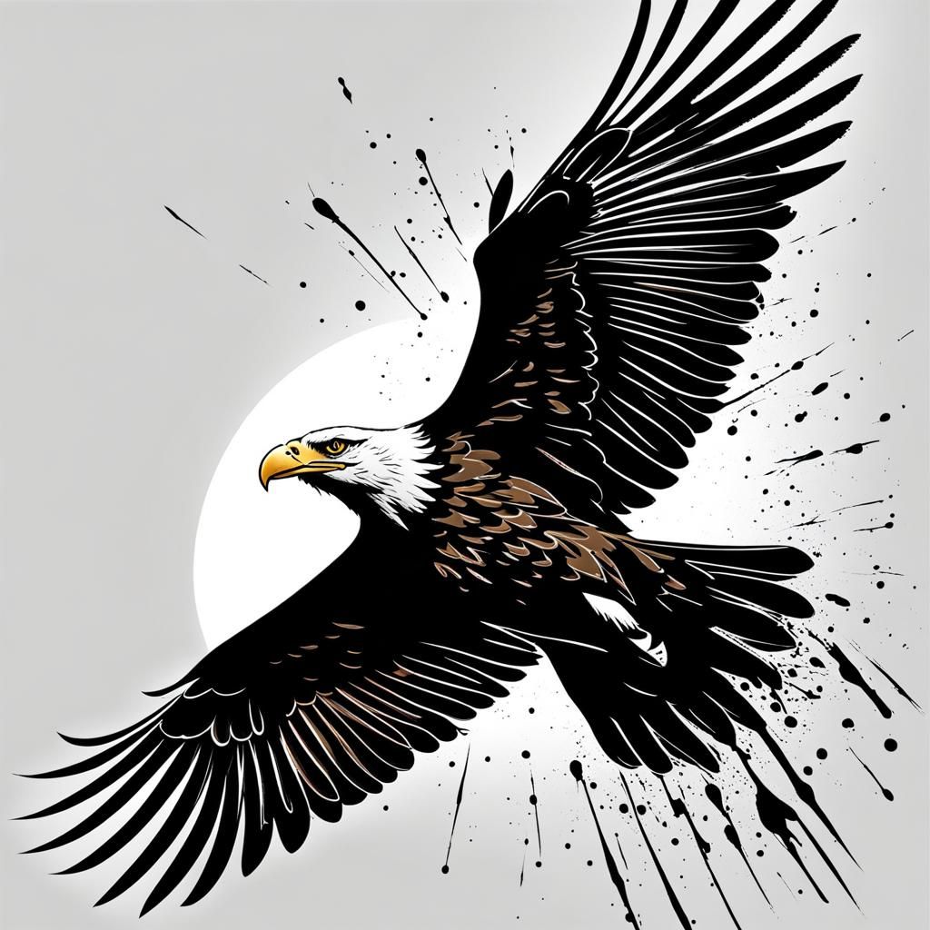 Ink Splatter Eagle Soaring Art