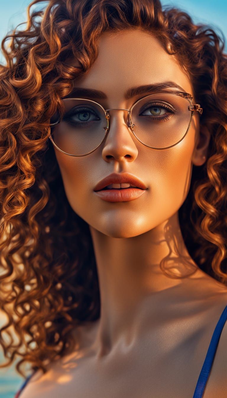 Glamorous Woman in Micro Bikini: Hyper-Realistic Digital Art