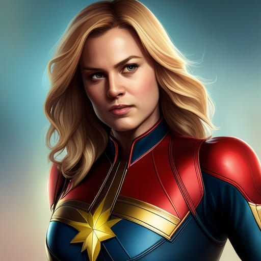 Hyperdetailed Portrait of Captain Marvel in Art Nouveau Styl...