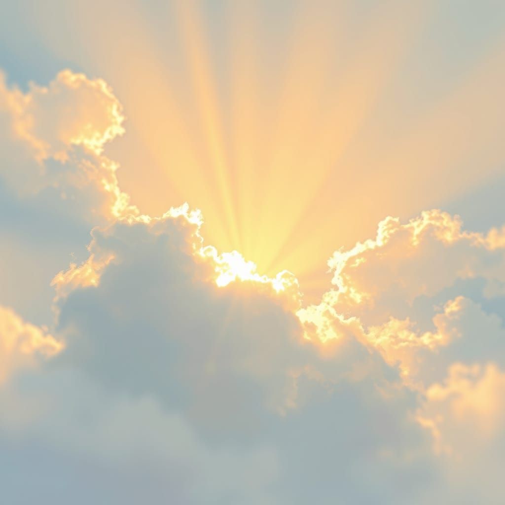 Heavenly Sunshine Through Clouds in Dreamy Style