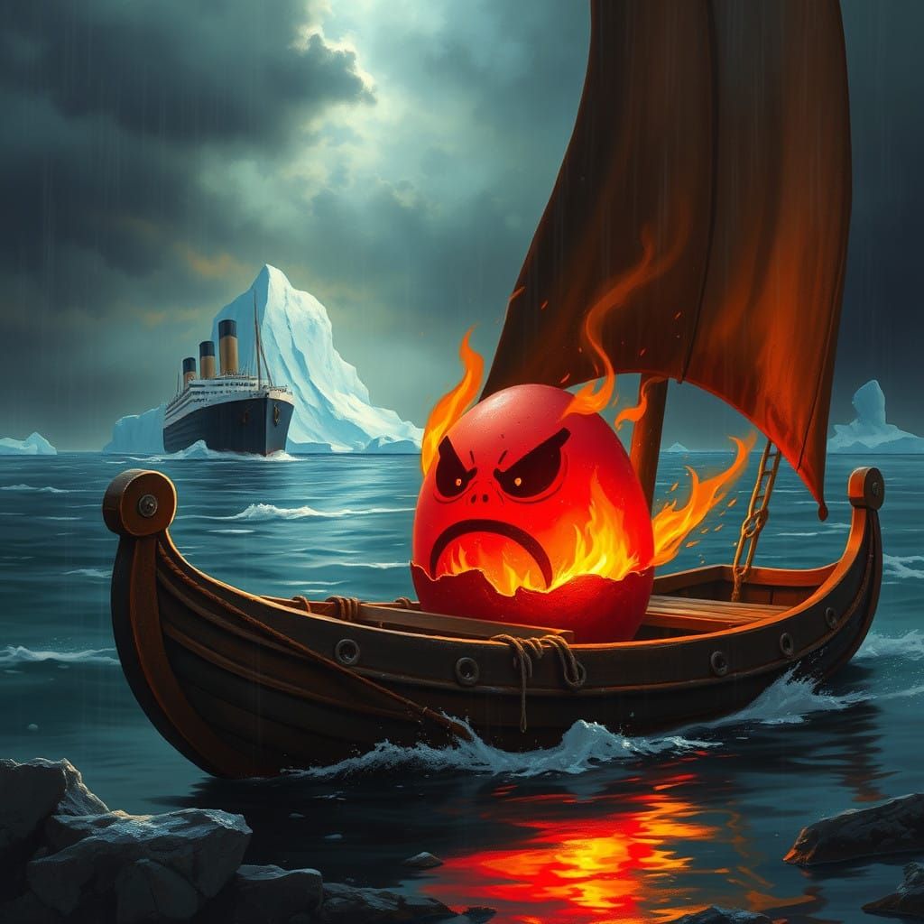 Angry Egg Vikings Stormy Seas