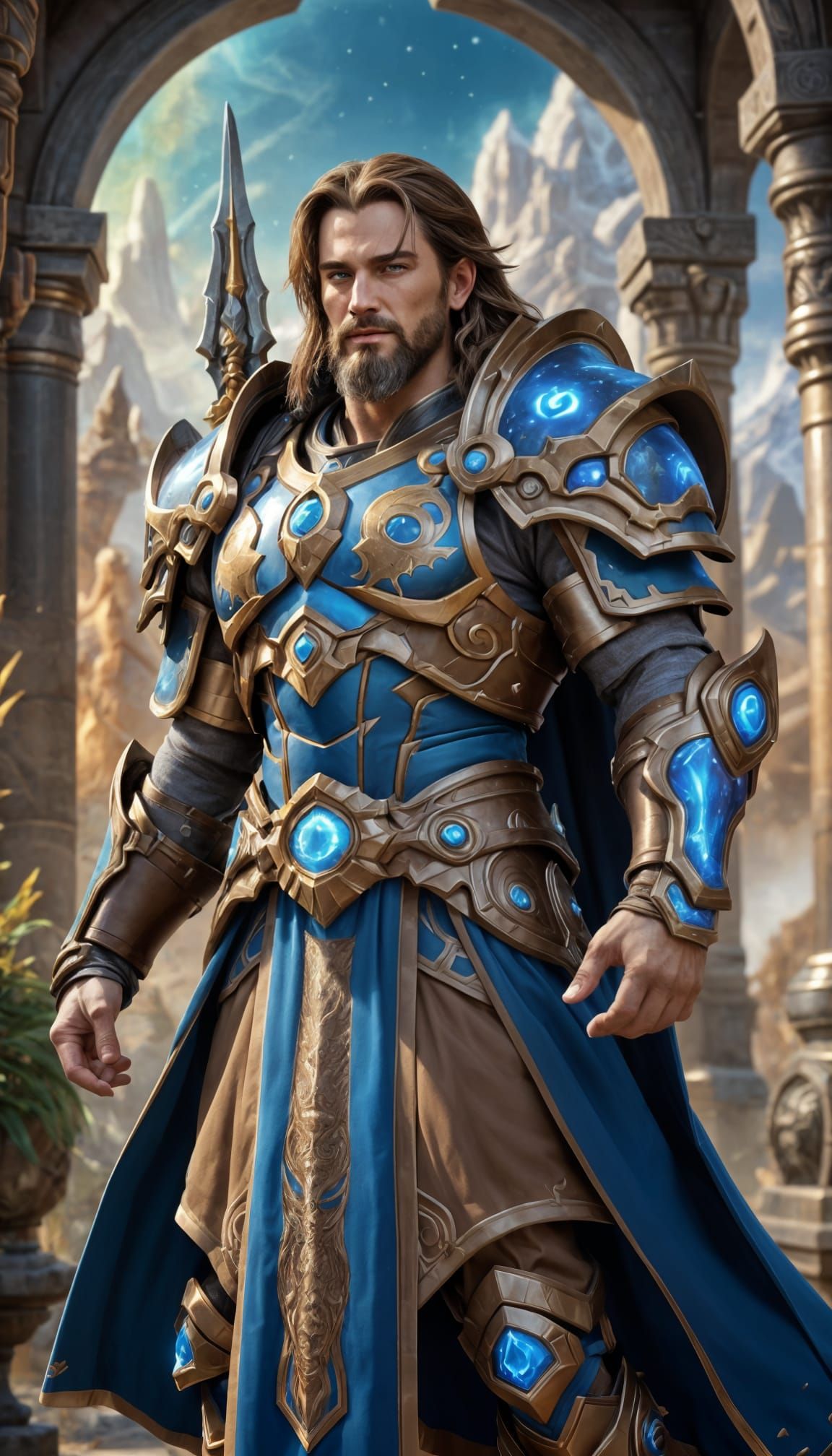 Epic Fantasy God in Celestial Armor