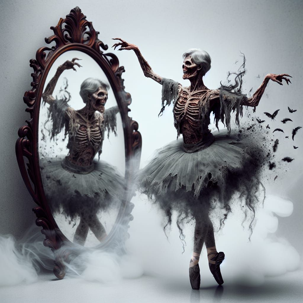 Zombie Ballerina's Reflection: A Dance with Death