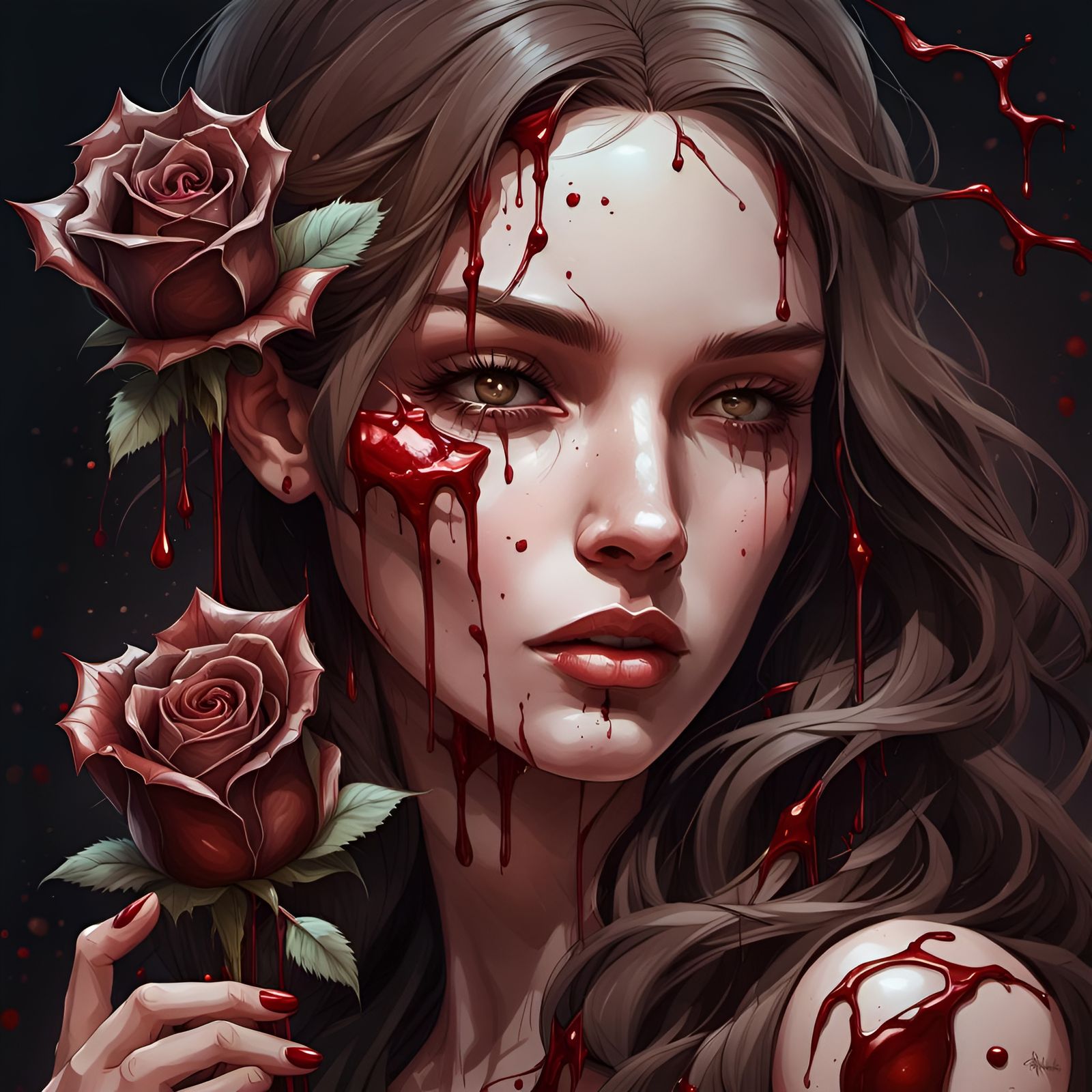 Dripping Chocolate Rose: Hyperdetailed Portrait