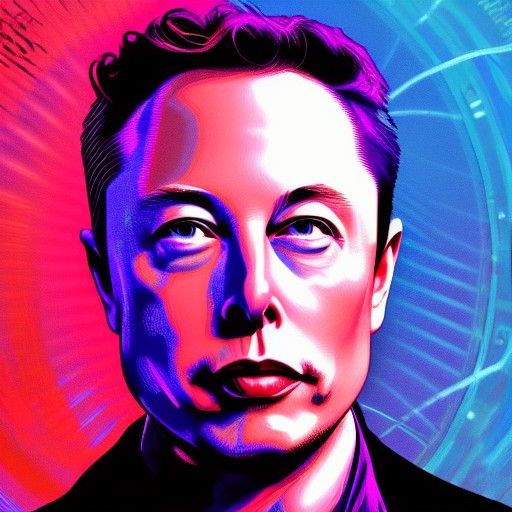 Psychedelic Portrait of Elon Musk in Vivid Colors