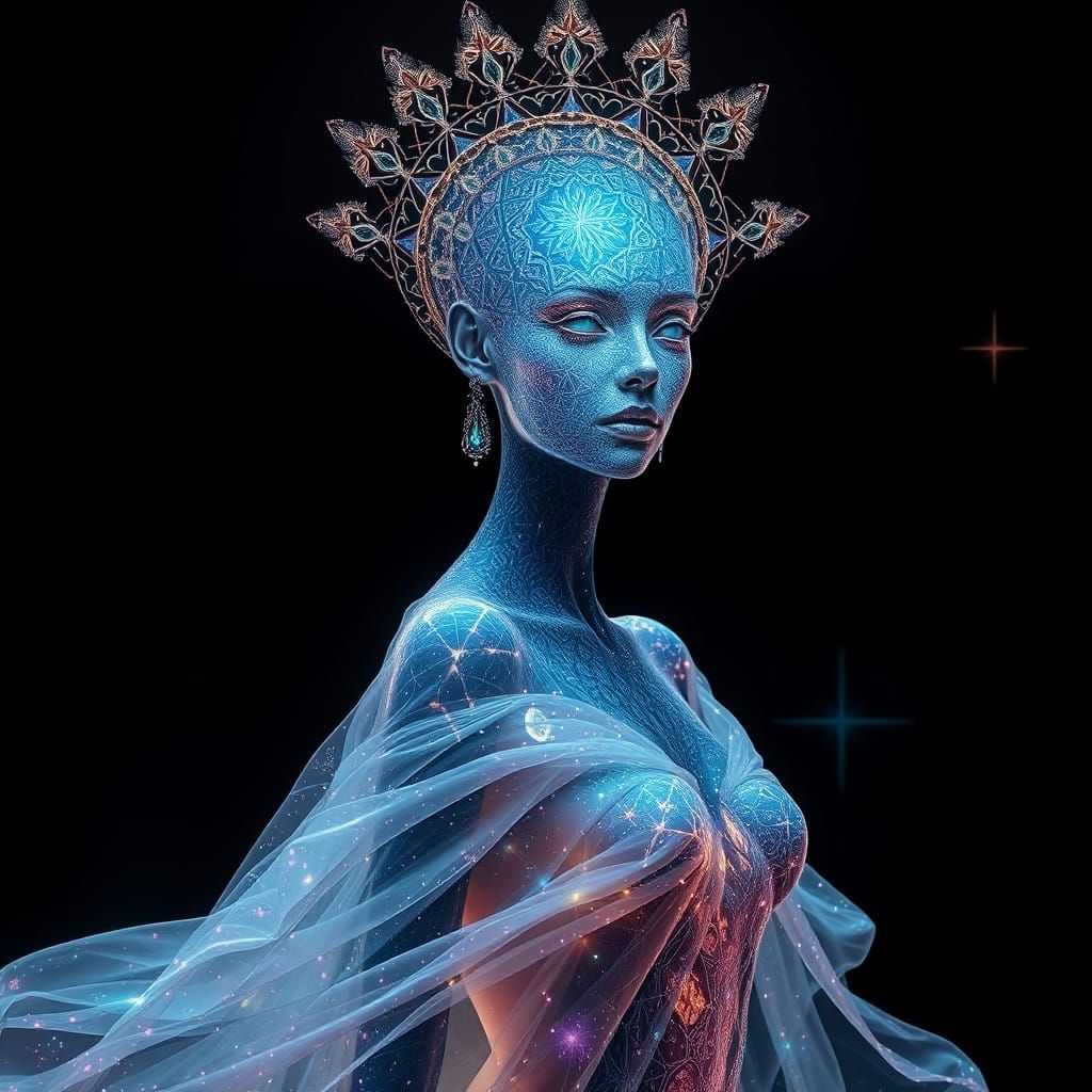 Fractal Queen with Celestial Gown in Hyperspace